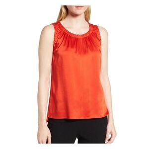 Hugo Boss Ivanica Shirred Sleeveless Top Sunset Orange Size 4